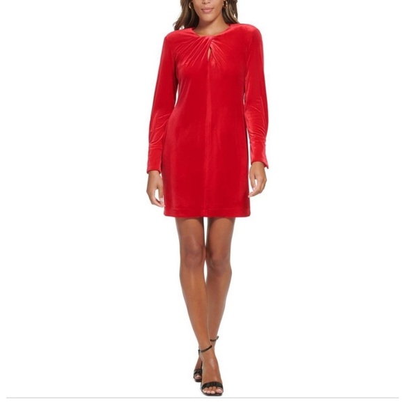 Calvin Klein Women’s Red Velvet Sheath Dress NWT Size 6 - Picture 4 of 8